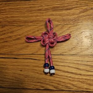 Pink and Blue Knotted Keychain with Beads-Norigae